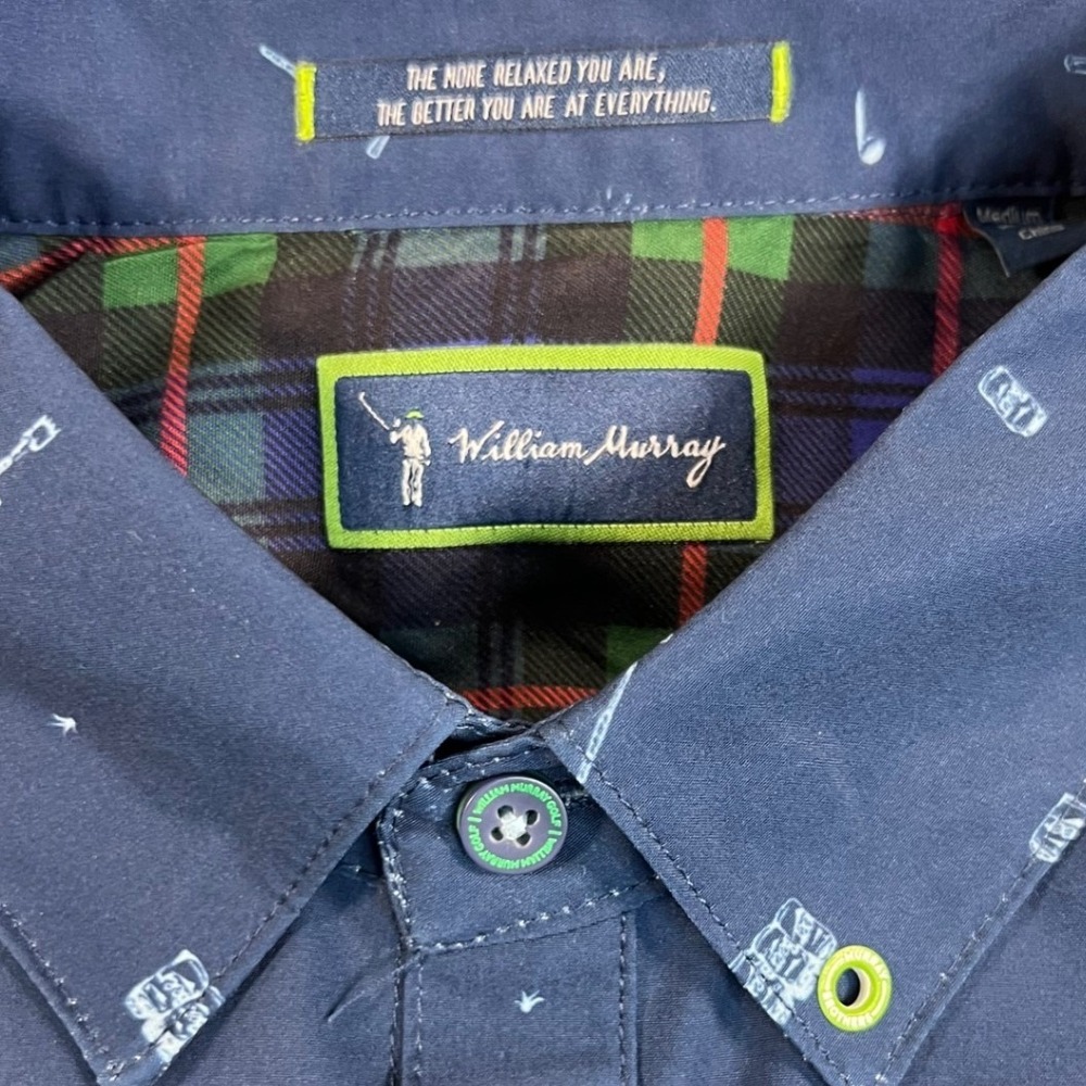 William Murray Golf Mens Navy Blue Golf Icon Print Short Sleeve Button Down M - Picture 11 of 15